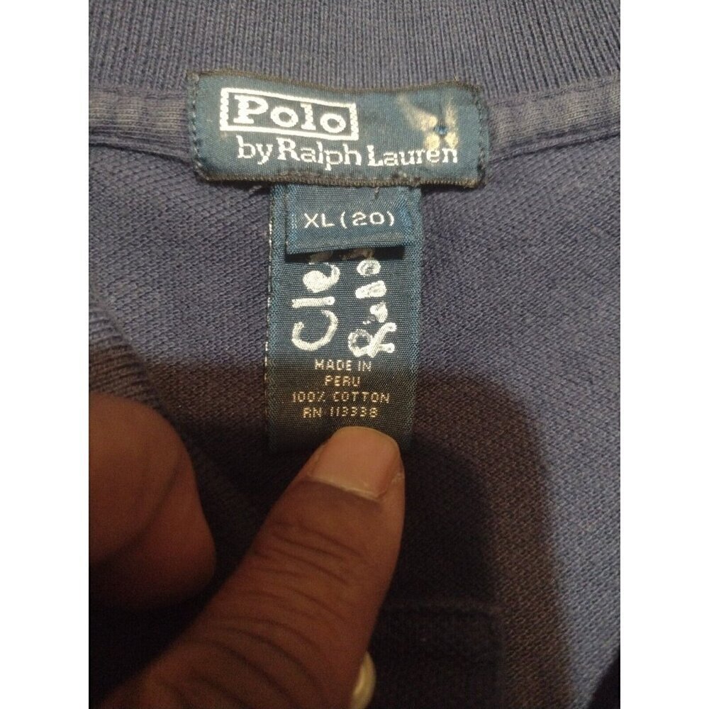 POLO RALPH LAUREN Navy Blue RLPC 1967 Polo Shirt 100% Cotton Boys Size XL (20) - Picture 8 of 10